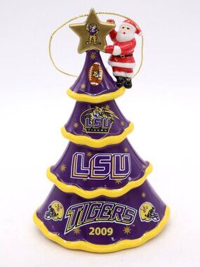 The Danbury Mint 2009 LSU Tigers Victory Tree Santa Ornament